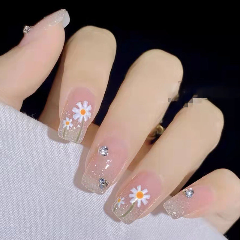 Glitzerndes Blumen Press-On Nagelset Brehn
