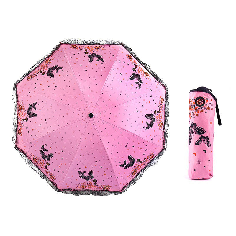 Damen Sonnenschutzschirm mit romantischem Schmetterlingsdesign Brehn