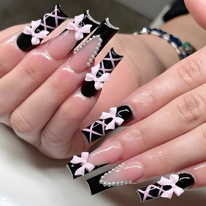 Künstlerisches Bogen-verziertes Stiletto-Nagelset Brehn