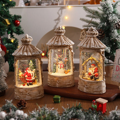 Beleuchtete Weihnachtslaterne mit Schneeszenen Brehn