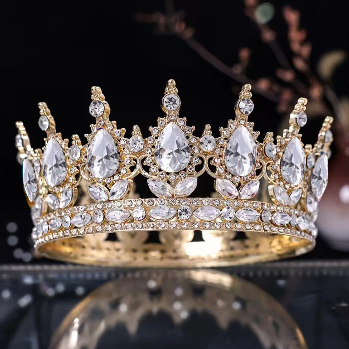 Damen Luxuriöse festliche Krone mit strahlenden Schmucksteinen Brehn