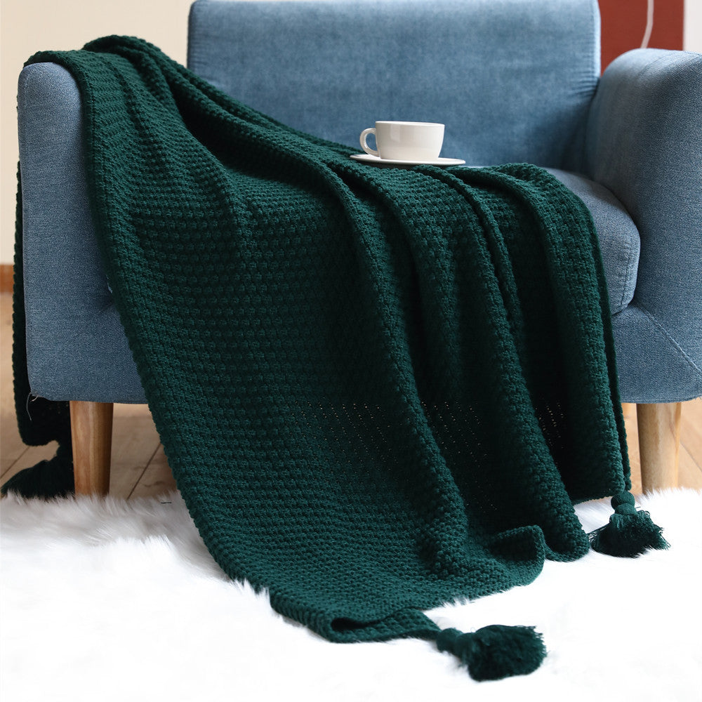 Damen Strickdecke mit dekorativen Quasten Brehn
