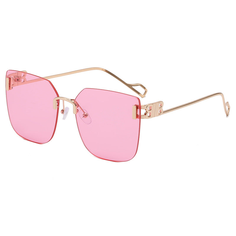 Damen elegante quadratische Sonnenbrille mit goldfarbenem Metallrahmen Brehn