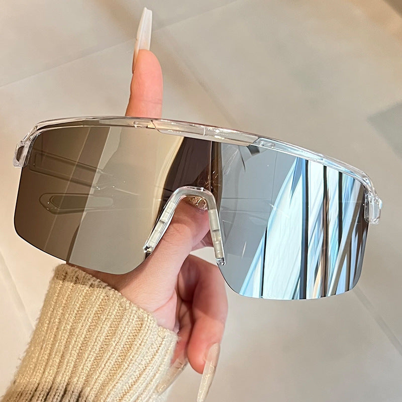 Unisex nan sportliche Shield-Sonnenbrille mit durchgehendem Visierglas und rutschfesten Nasenpads Brehn