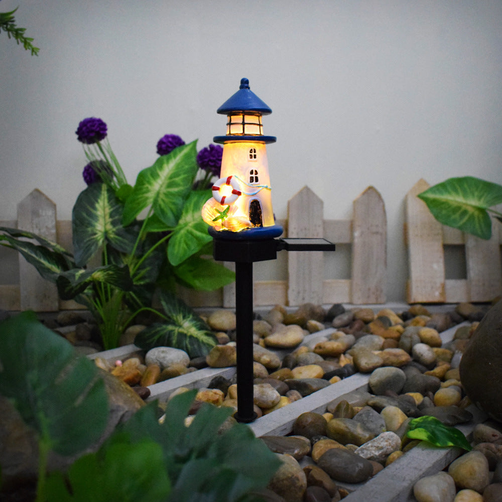 Solarbetriebene Küstenlaterne Gartensteckerlicht mit warmem LED-Harzlaterne und Dämmerungs-zu-Dawn-Sensor Brehn