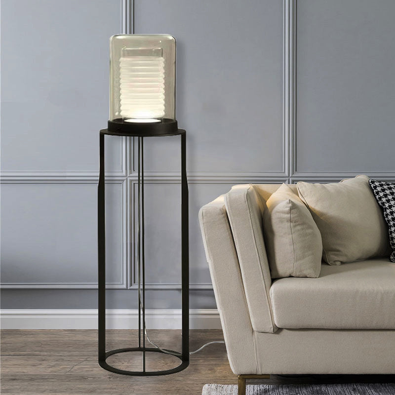 Zeitgenössische Tischlampe mit strukturiertem Glas-Schirm