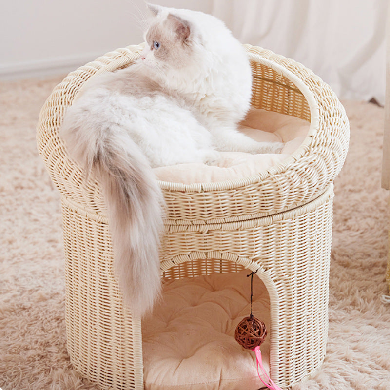 Gemütlicher Katzenkorb mit Spielball Brehn