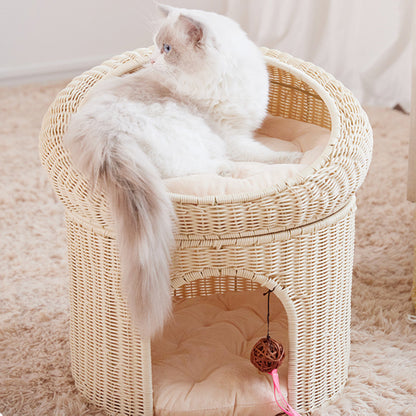 Gemütlicher Katzenkorb mit Spielball Brehn