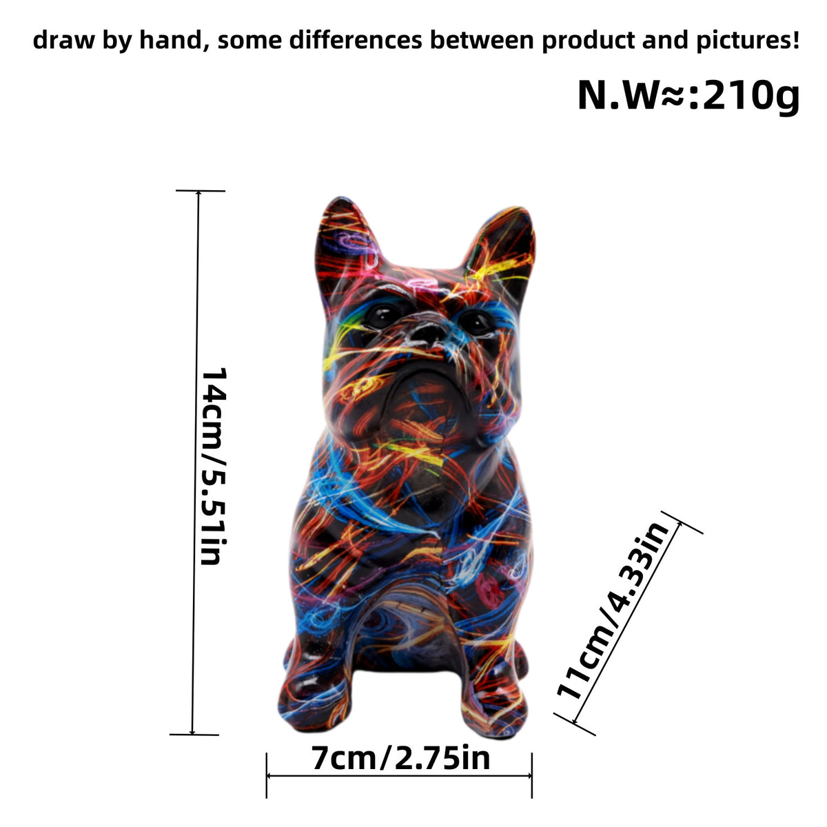 Kreative Bulldoggenfigur aus handbemaltem Kunstharz Brehn