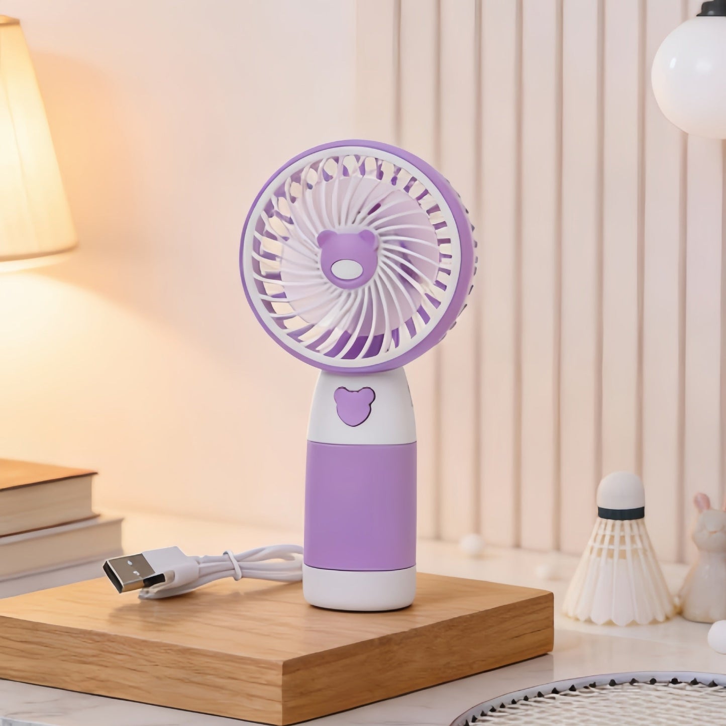 Damen Tragbarer Mini USB Ventilator mit Tier Löwen Design Brehn