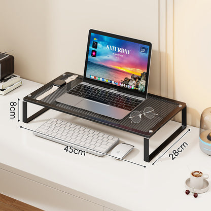 Belüfteter Metallgitter-Laptop- und Monitorständer mit Unter-Schreibtisch-Tastaturablage