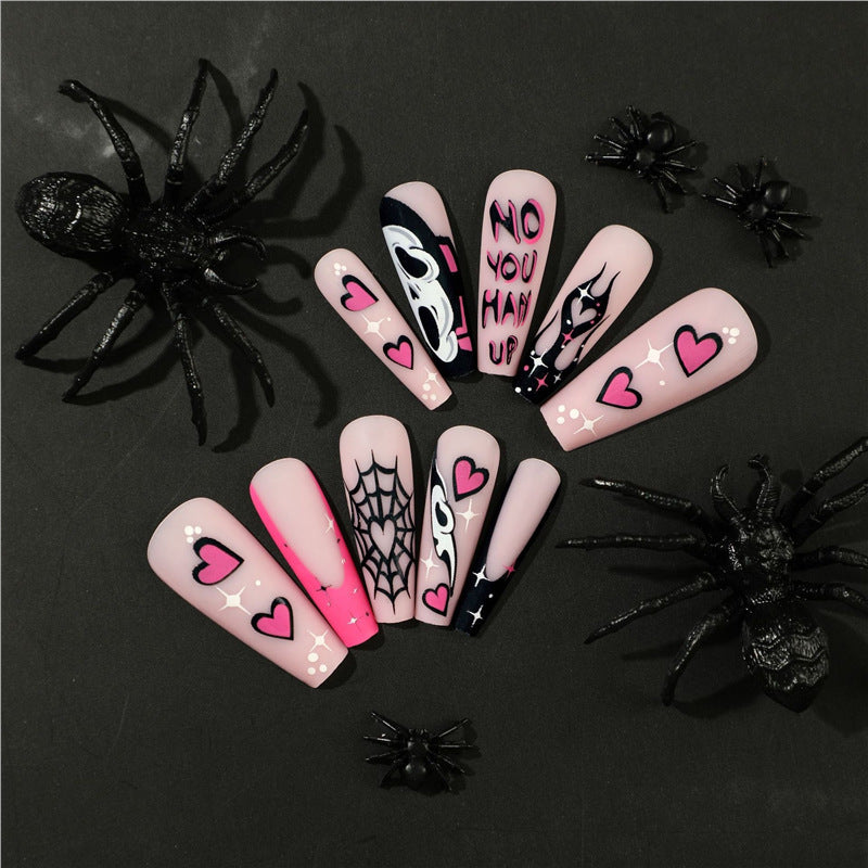 Künstlerisches Halloween-Themen Press-On Nagelset Brehn