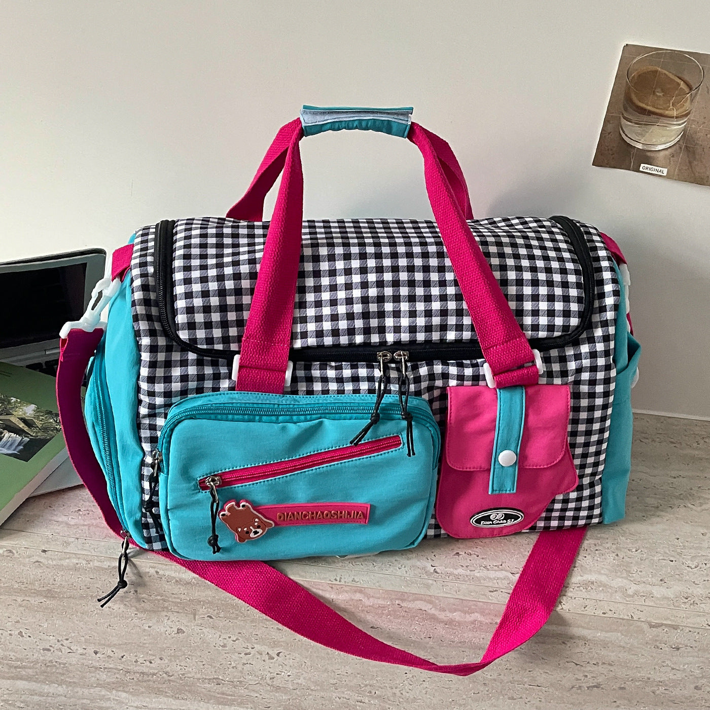 Stilvolle Karomuster Duffle Bag
