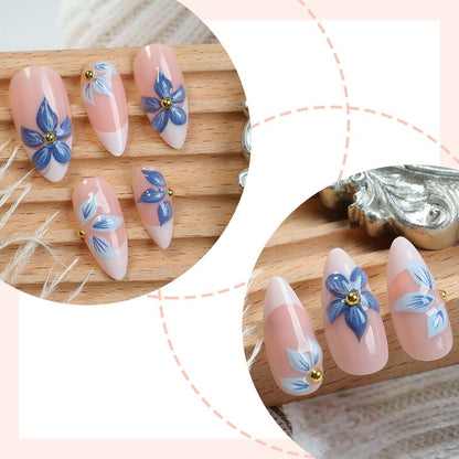 Kunstnagelset mit eleganten floralem Design und 3D-Verzierungen Brehn