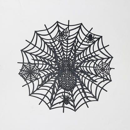 Filigrane Halloween-Tischdekoration Spinnennetz-Platzset aus flexiblem Kunststoff