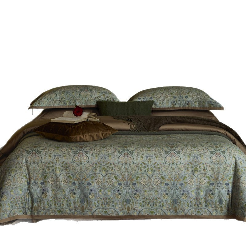 Heritage Medallion Baumwollsatin Bettbezug Set mit Satin Saum und Umschlag-Kissenbezügen