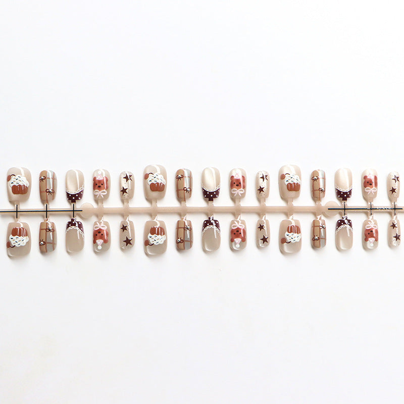 Verspieltes Cupcake-Thema Press-On Nagelkunst Set Brehn