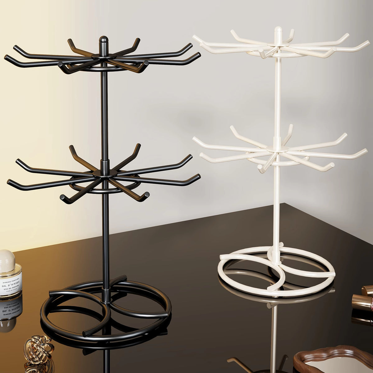 Gestufter Rotierender Schmuckorganisator Baumständer mit Multi-Arm-Haken und Ringablage