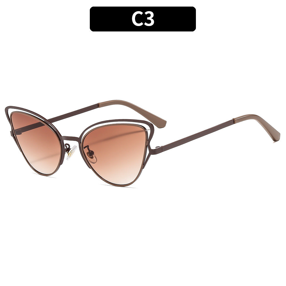 Damen Cat-Eye Sonnenbrille mit luxuriösem Metallrahmen und hochwertigen Verlaufsgläsern Brehn