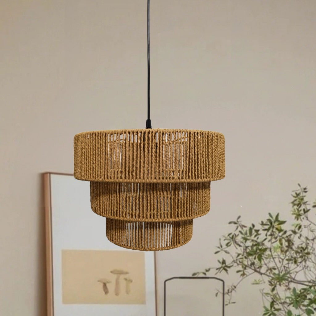 Handgewebte Rattan Pendelleuchte