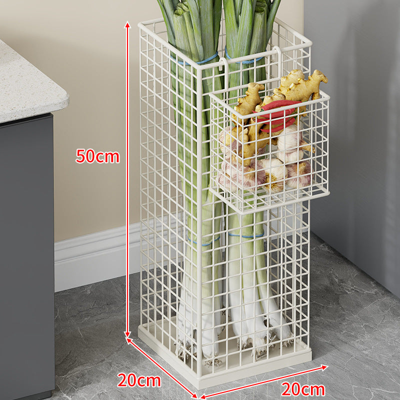Vertikaler Metall-Obstlager-Turm mit abnehmbarem Seitenkorb