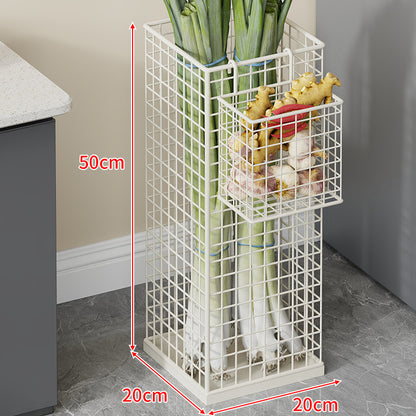 Vertikaler Metall-Obstlager-Turm mit abnehmbarem Seitenkorb