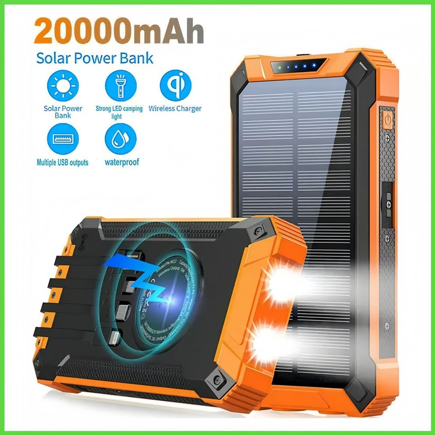 Solar Powerbank mit Taschenlampe Von Brehn