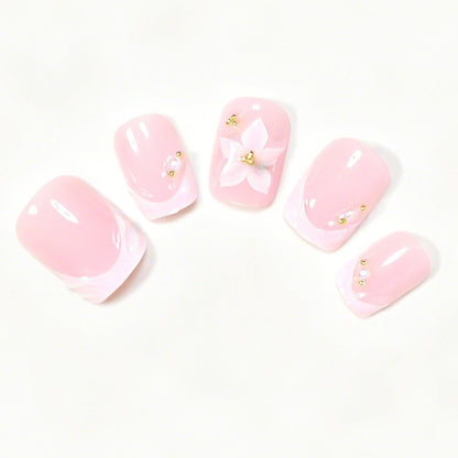 Florale Akzent Press-On Nagelkunst Set Brehn