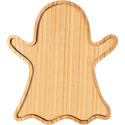 Halloween-Servierplatten aus Holz im Set mit Kürbis- und Geistform