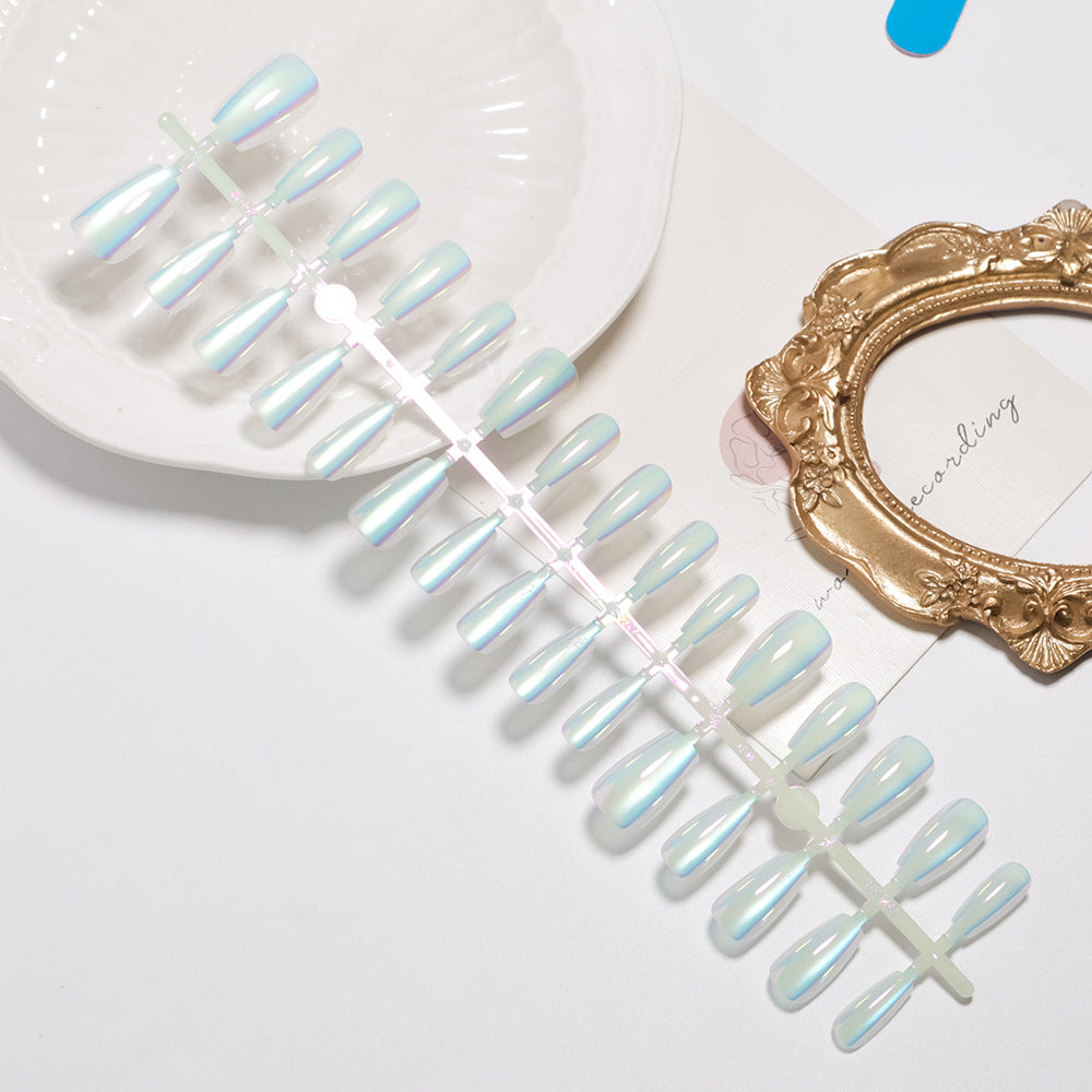 Iridescent Glossy Press-On Nail Set Brehn