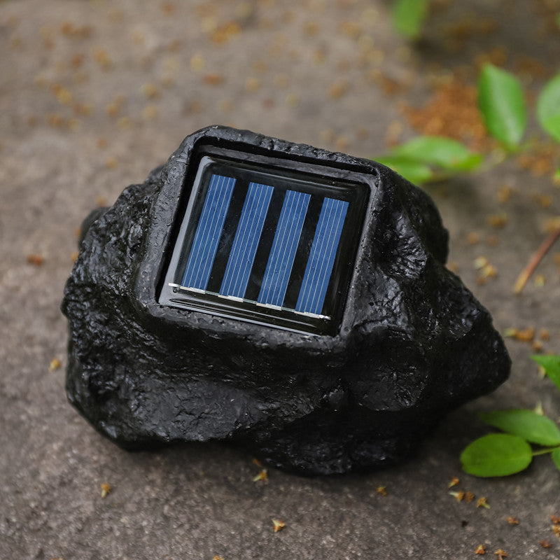 Solarbetriebene LED-Faux-Rock-Gartenstrahler mit integriertem Solarpanel und wetterfestem strukturiertem Har Gehäuse Brehn