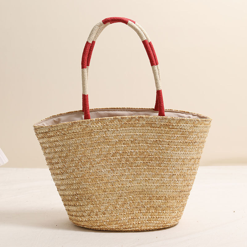 Handgefertigte Korbtasche mit Lebhaftem Blumenstickdesign Brehn