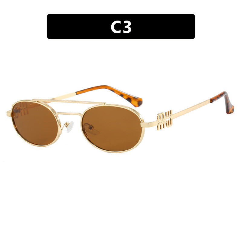 Damen elegante ovale Sonnenbrille mit luxuriösem Metallrahmen Brehn