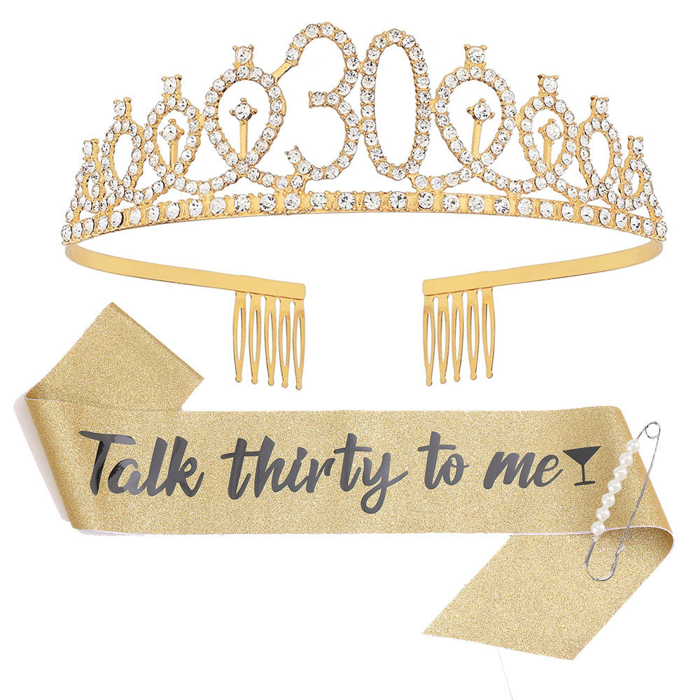 Damen Glitzernde Tiara mit personalisiertem 80. Geburtstagsschriftzug Brehn