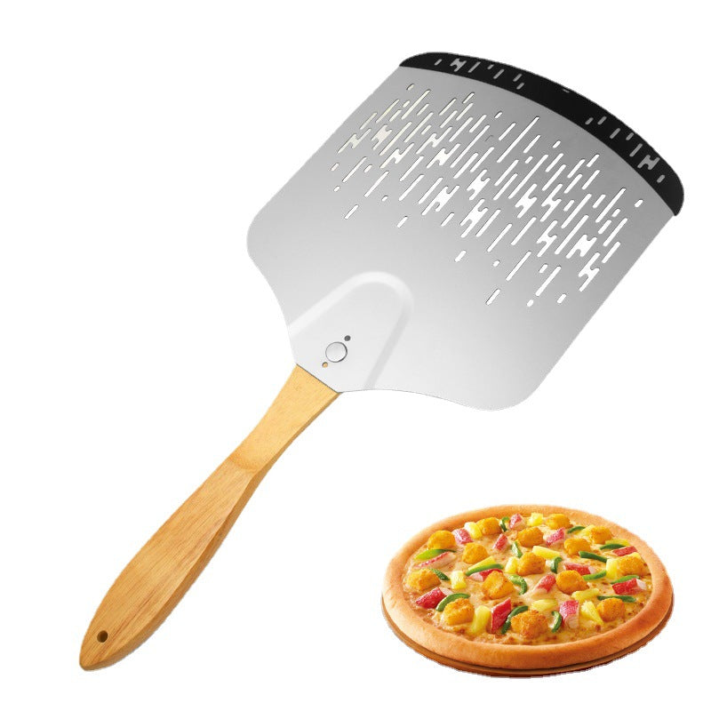 Perforierte Edelstahl-Pizza-Schaufel mit ergonomischem Holzgriff Brehn