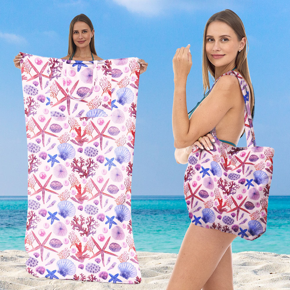 Multifunktionales Strandhandtuch mit integrierter Tragetasche Brehn