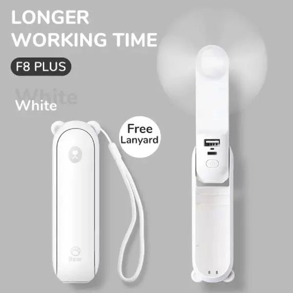 Unisex Einheitsgröße klappbarer wiederaufladbarer tragbarer Mini-Ventilator mit integriertem USB-Powerbank und Lanyard Brehn