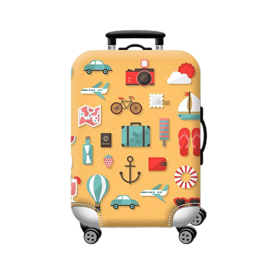 Unisex nan hartschalen Kabinentrolley mit vintage Reiseillustration, 360°-Drehrollen und Teleskopgriff Brehn