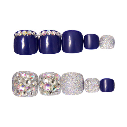 Glitzernde mit Strass akzentuierte Press-On Zehennägel Brehn
