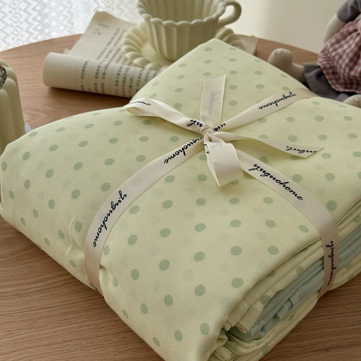 Blumenmuster Baumwolle-Leinen Bettbezug Geschenkset mit wendbarem Finish und tiefen Eckbändern