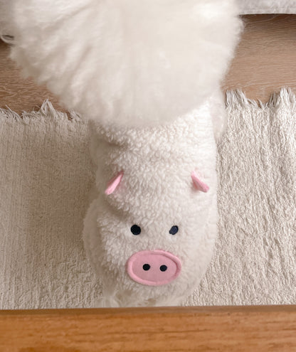 Plüsch-Schweinegesicht Fleecegefütterte Hausschuhe