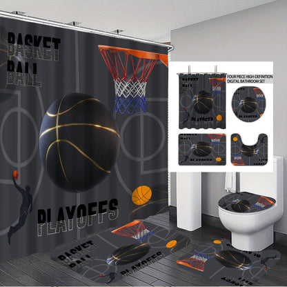 Hochauflösendes Basketball-Themen Badezimmer-Dekor Set Brehn