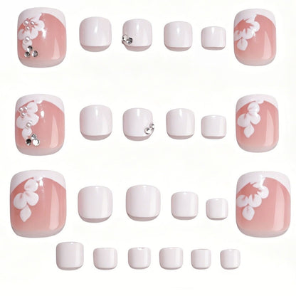 Kunstnagelset mit eleganten Blumen-Design und Glitzerakzenten Brehn
