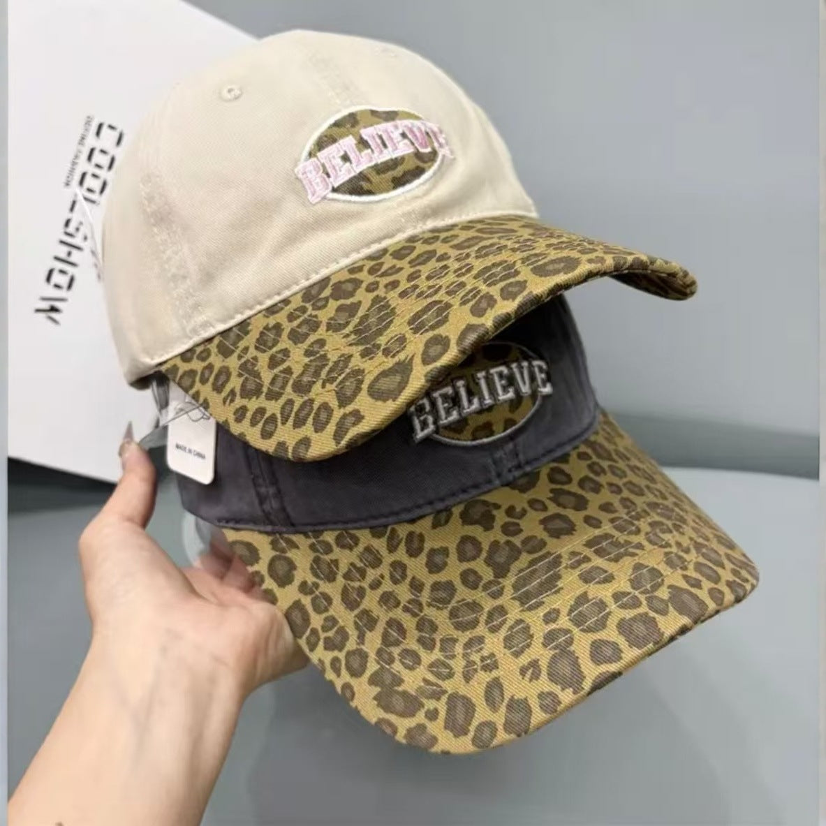 Damen Freizeit Leopard Druck Baseballmütze Brehn