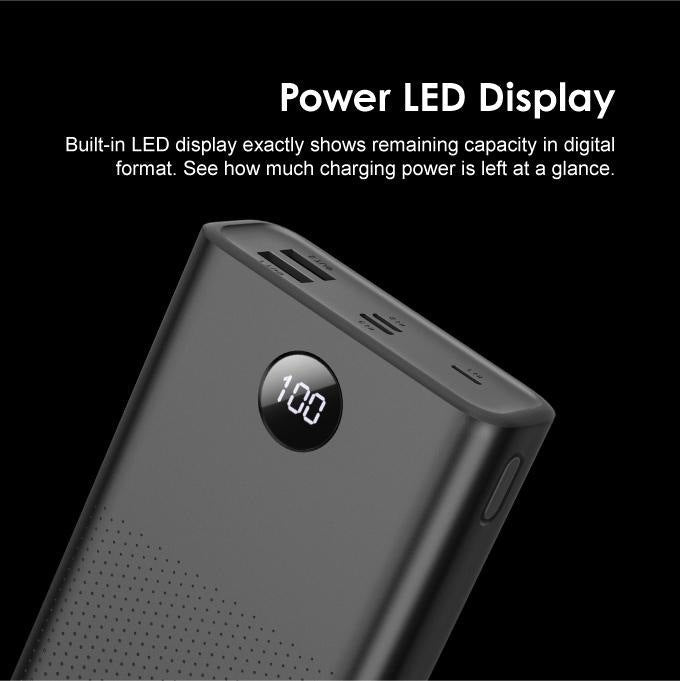 Hochleistungs-Dual-Port-Schnelllade-Powerbank mit digitaler Batteriestandsanzeige und USB-C-Passthrough Brehn