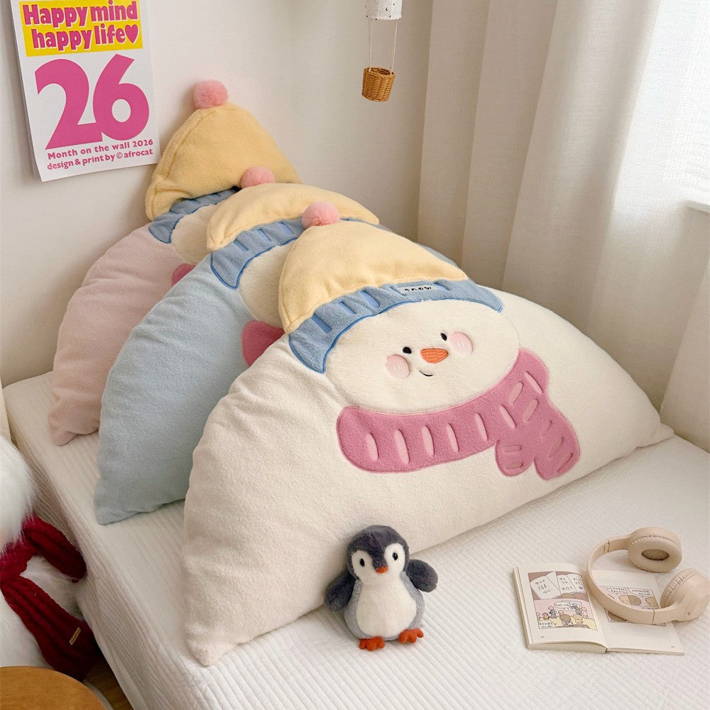 Kuscheliges Deko-Körperkissen mit aufgenähtem Schneemannmotiv