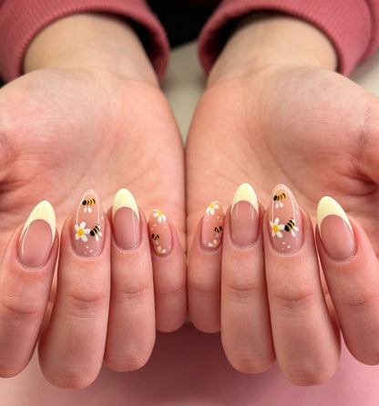 Blumen-Bienen-Themen-Nagelkunst-Verstärkungen Brehn