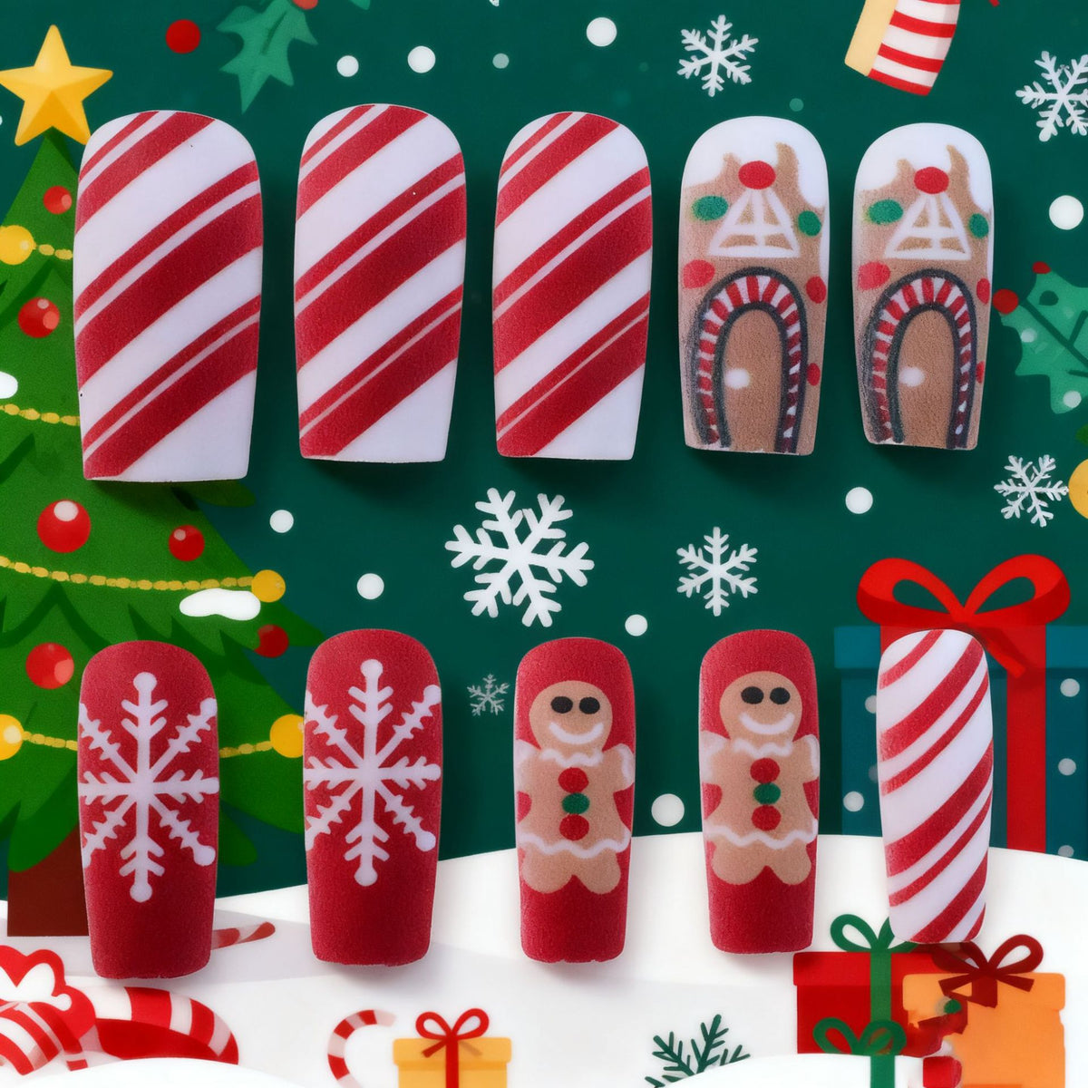 Festliche Feiertags-Akzent-Nagelkunst-Verzierungen Brehn
