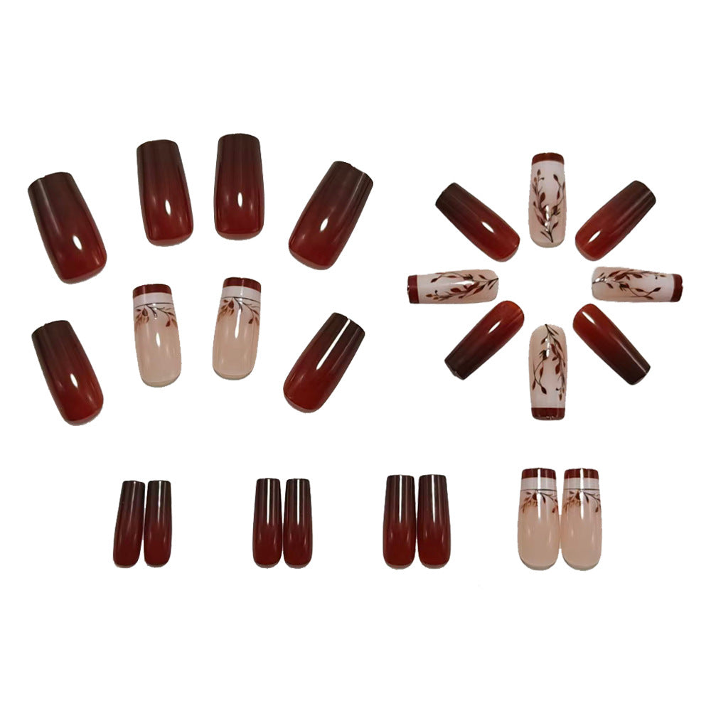 Künstliche Nagelkunst mit Eleganten Blätter-Design Brehn