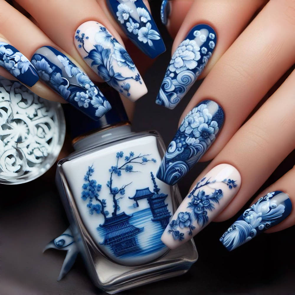 Kreative Kunstnägel Set mit floralem Design Brehn